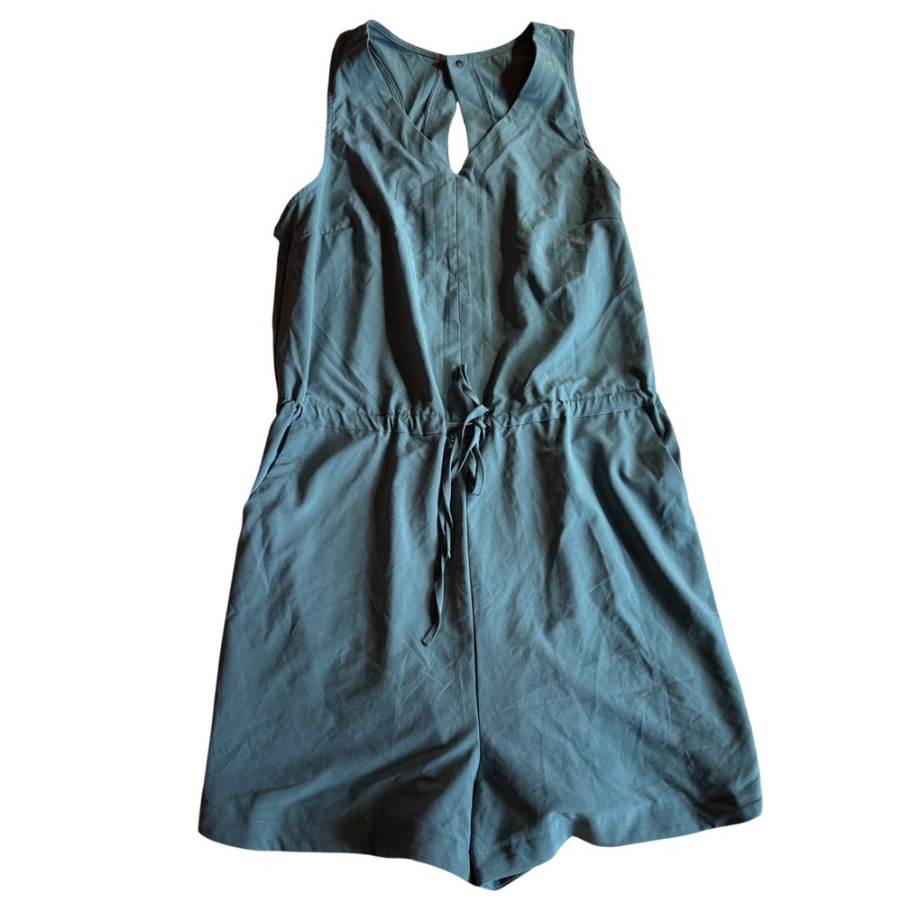 HALARA Teal Sleeveless Drawstring Romper